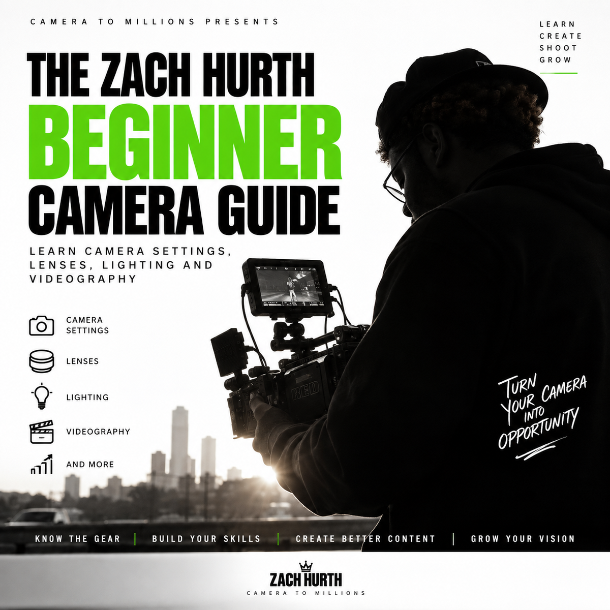 The Zach Hurth Beginner Camera Guide: Learn Camera Settings, Lenses, Lighting and Videography